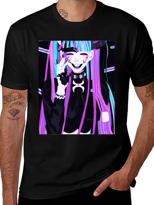 Anime Girl Graphic Tee - Black Unisex T-Shirt