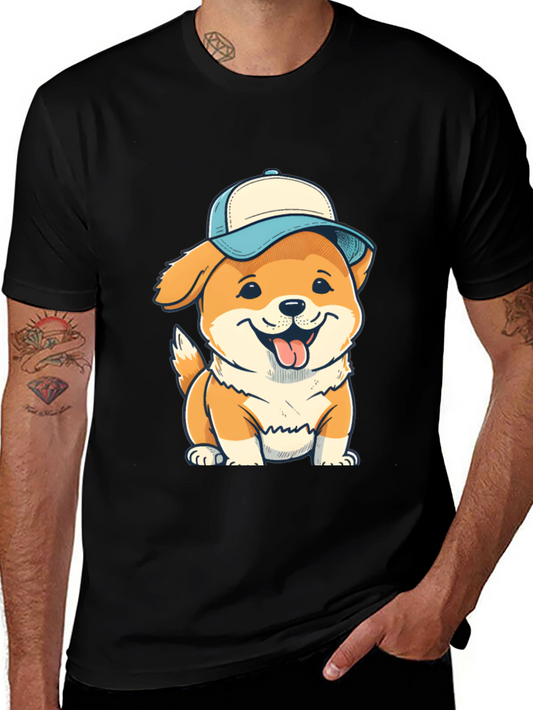 Dog with Cap T-Shirt - Fun & Stylish Black Tee