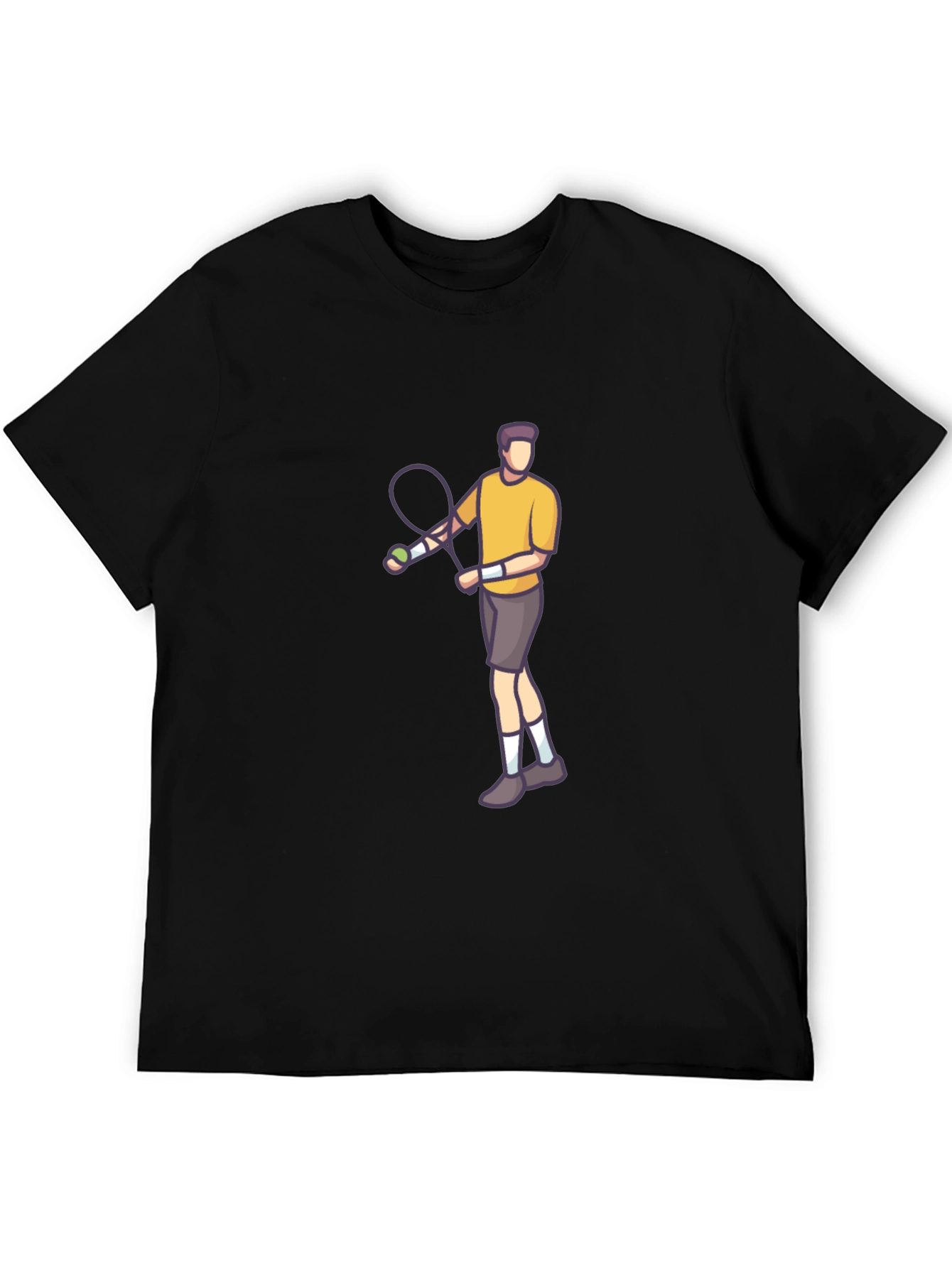 Tennis Player Graphic Tee - Black Cotton