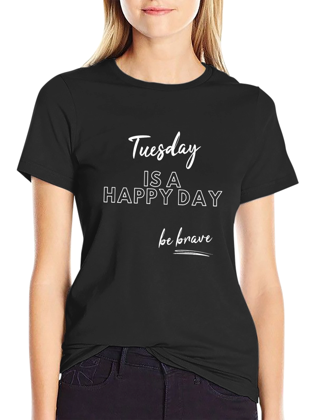 Tuesday Happy Day Graphic Tee - Black