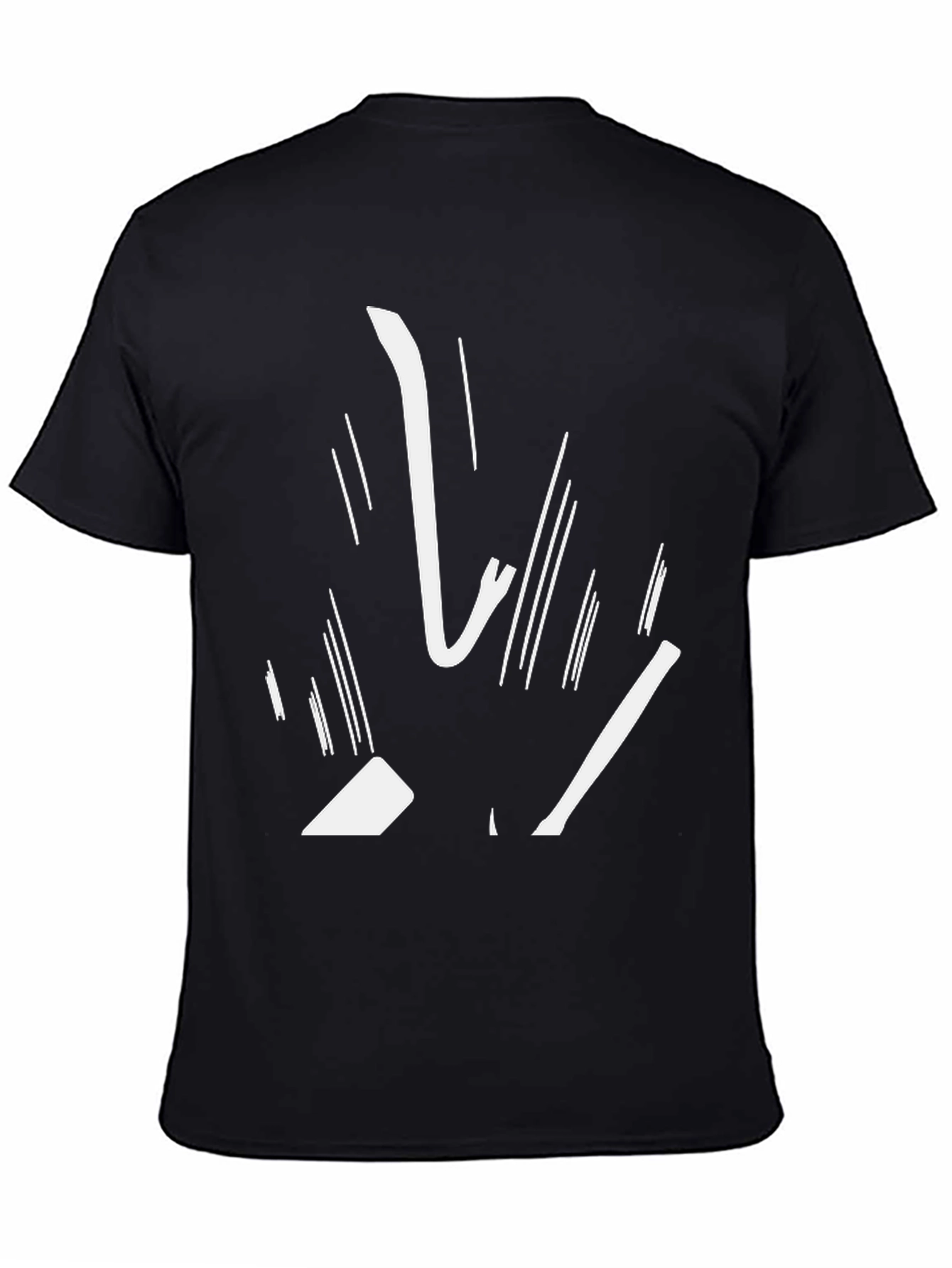 Abstract White Graphic Print Black Tee