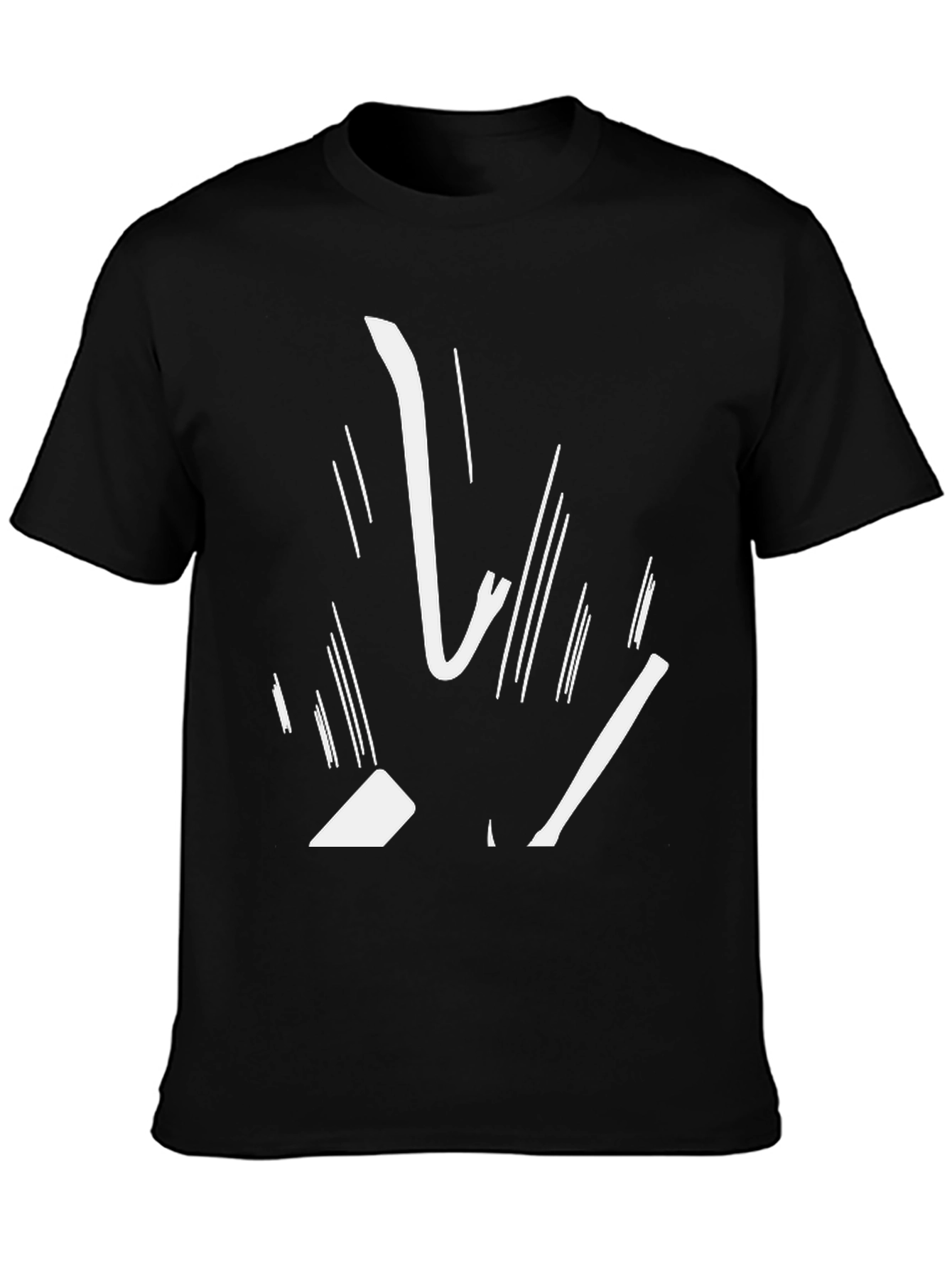 Abstract White Graphic Print Black Tee