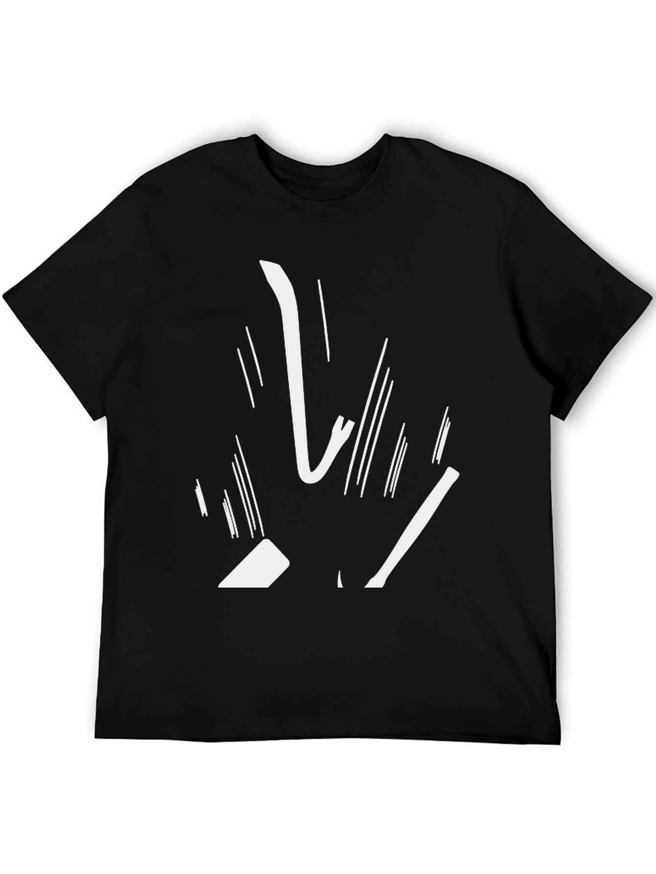 Abstract White Graphic Print Black Tee