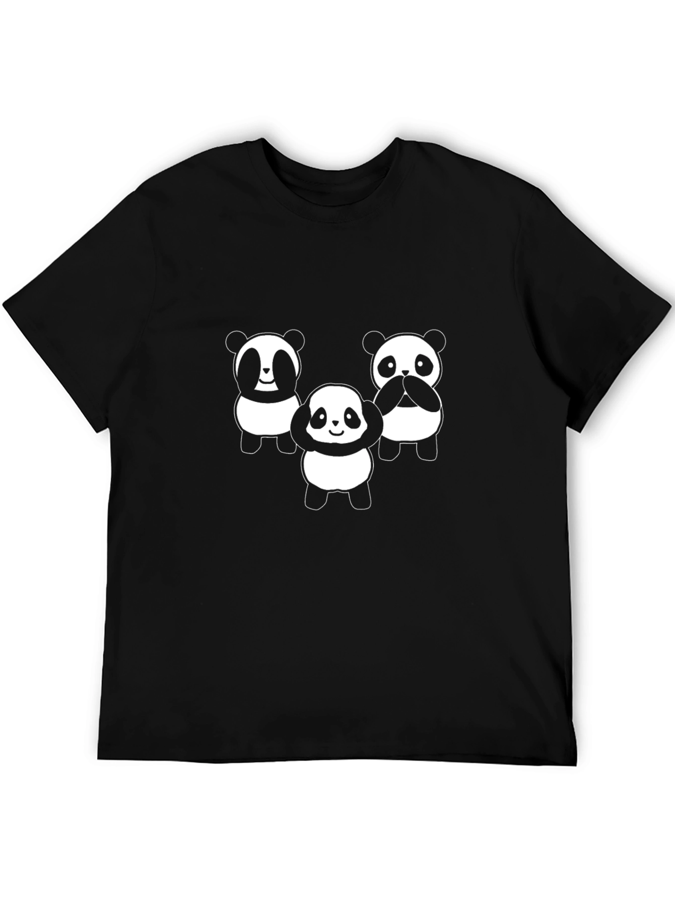 Cute Panda Trio Black Graphic Tee