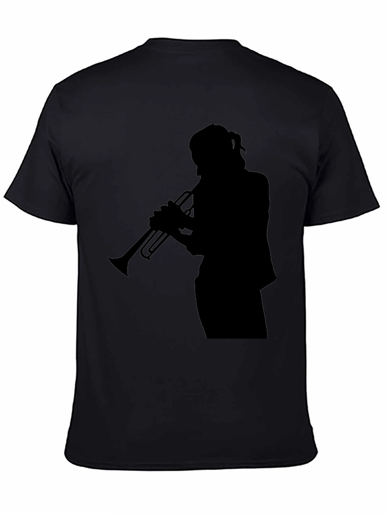 Trumpet Player Silhouette Graphic Tee - Black