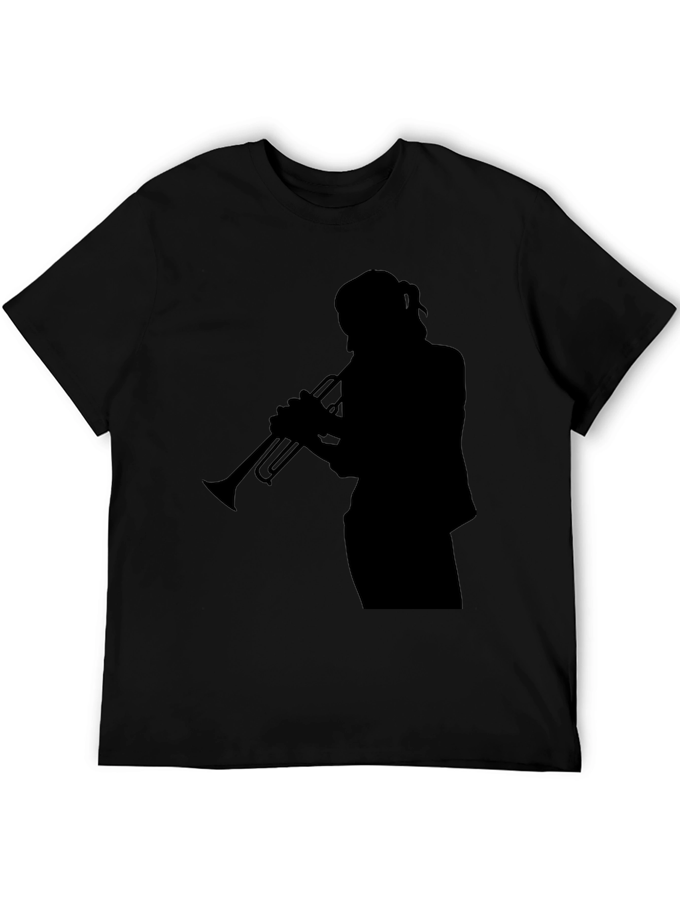 Trumpet Player Silhouette Graphic Tee - Black