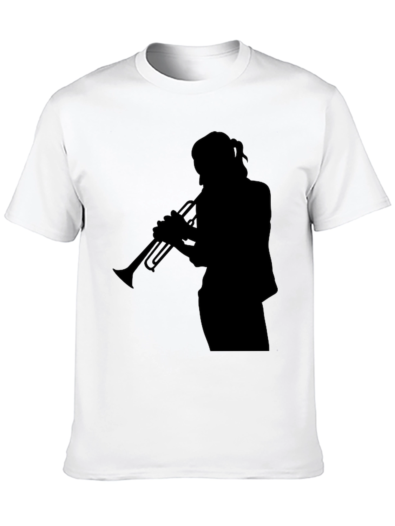 Trumpet Player Silhouette Graphic Tee - Black