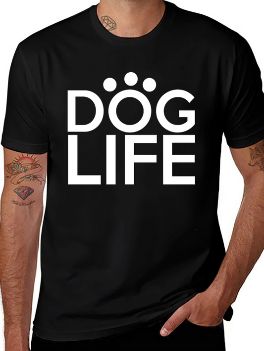 Dog Life Graphic Tee - Black Cotton T-Shirt