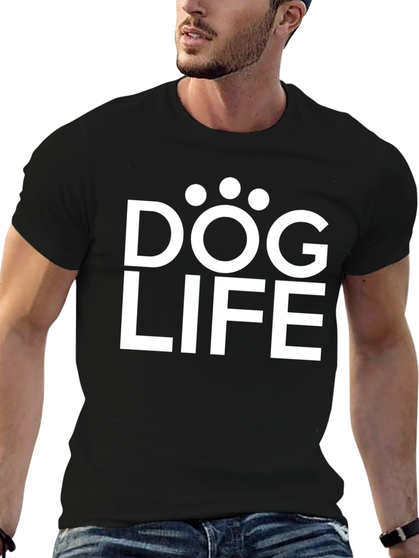 Dog Life Graphic Tee - Black Cotton T-Shirt