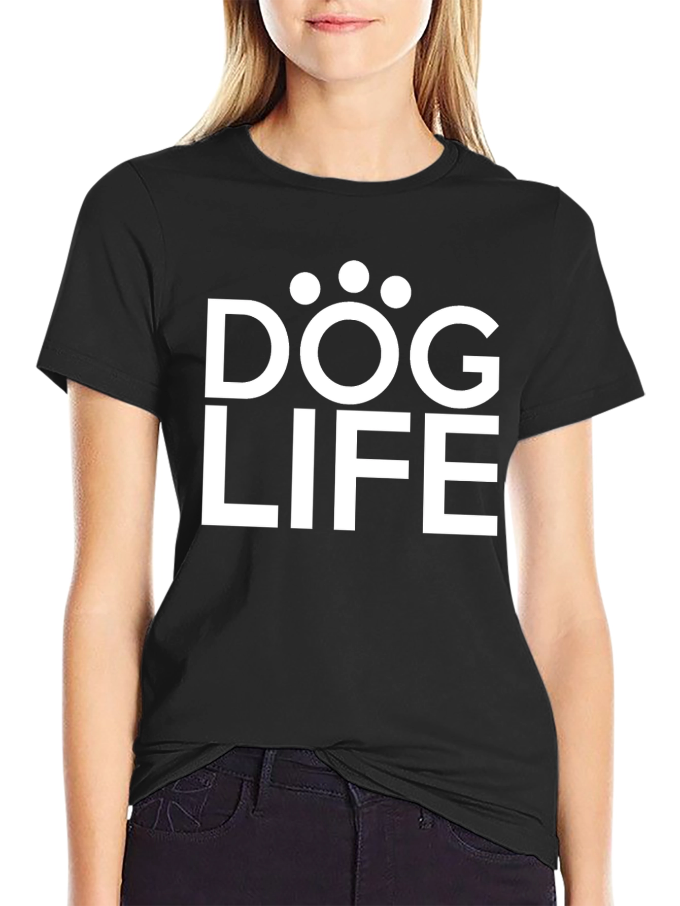 Dog Life Graphic Tee - Black Cotton T-Shirt
