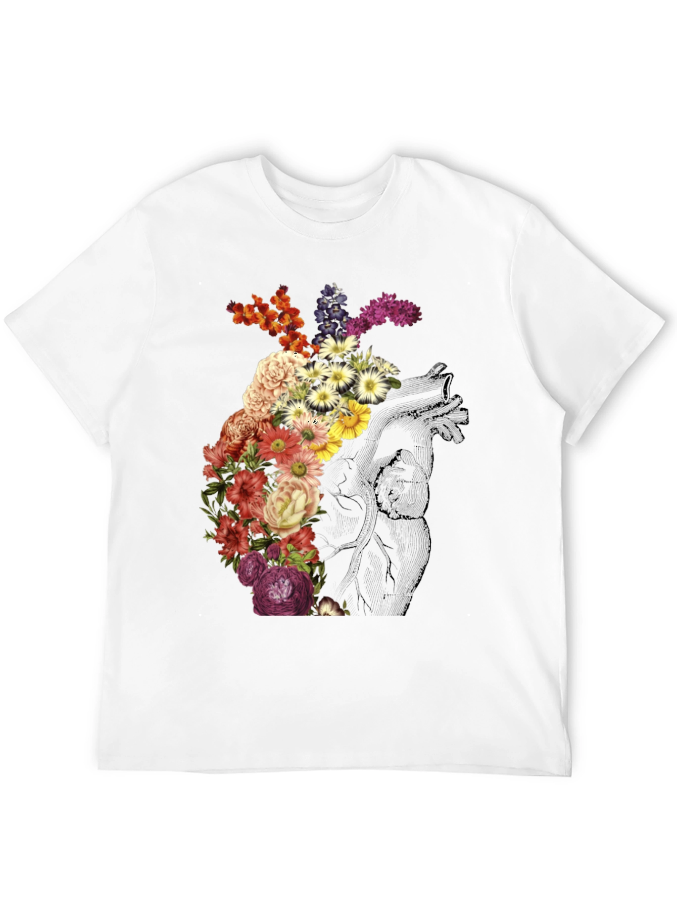 Floral Heart Graphic Tee - Stylish Unisex T-Shirt