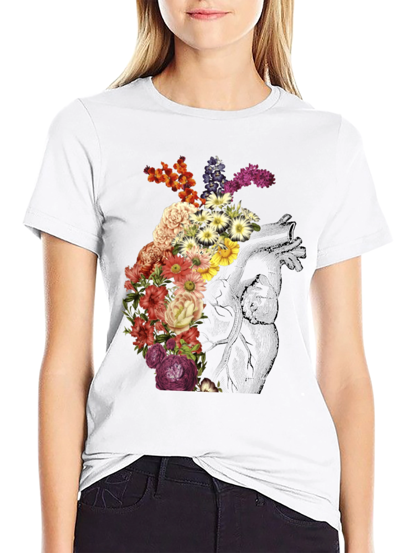 Floral Heart Graphic Tee - Stylish Unisex T-Shirt