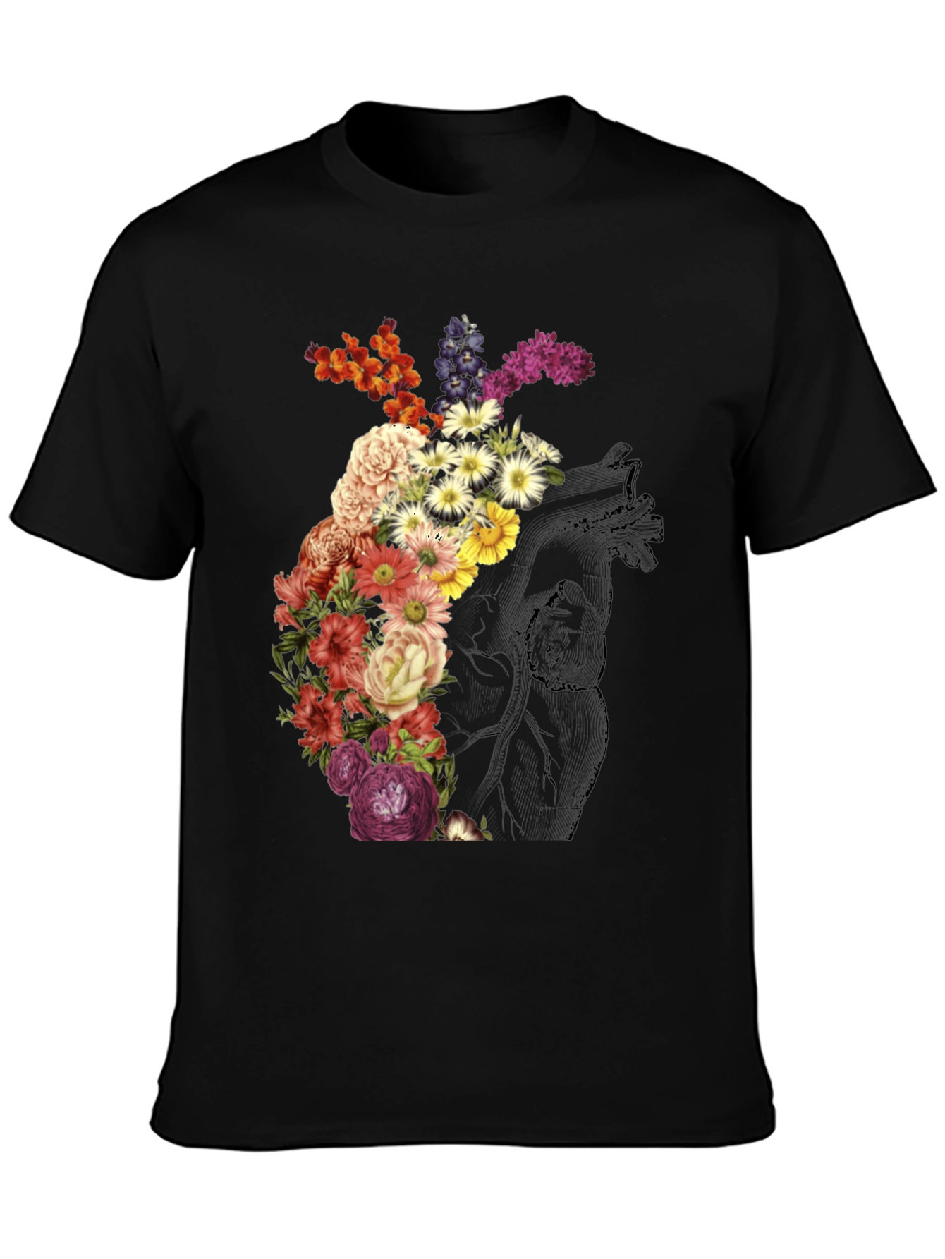 Floral Heart Graphic Tee - Stylish Unisex T-Shirt