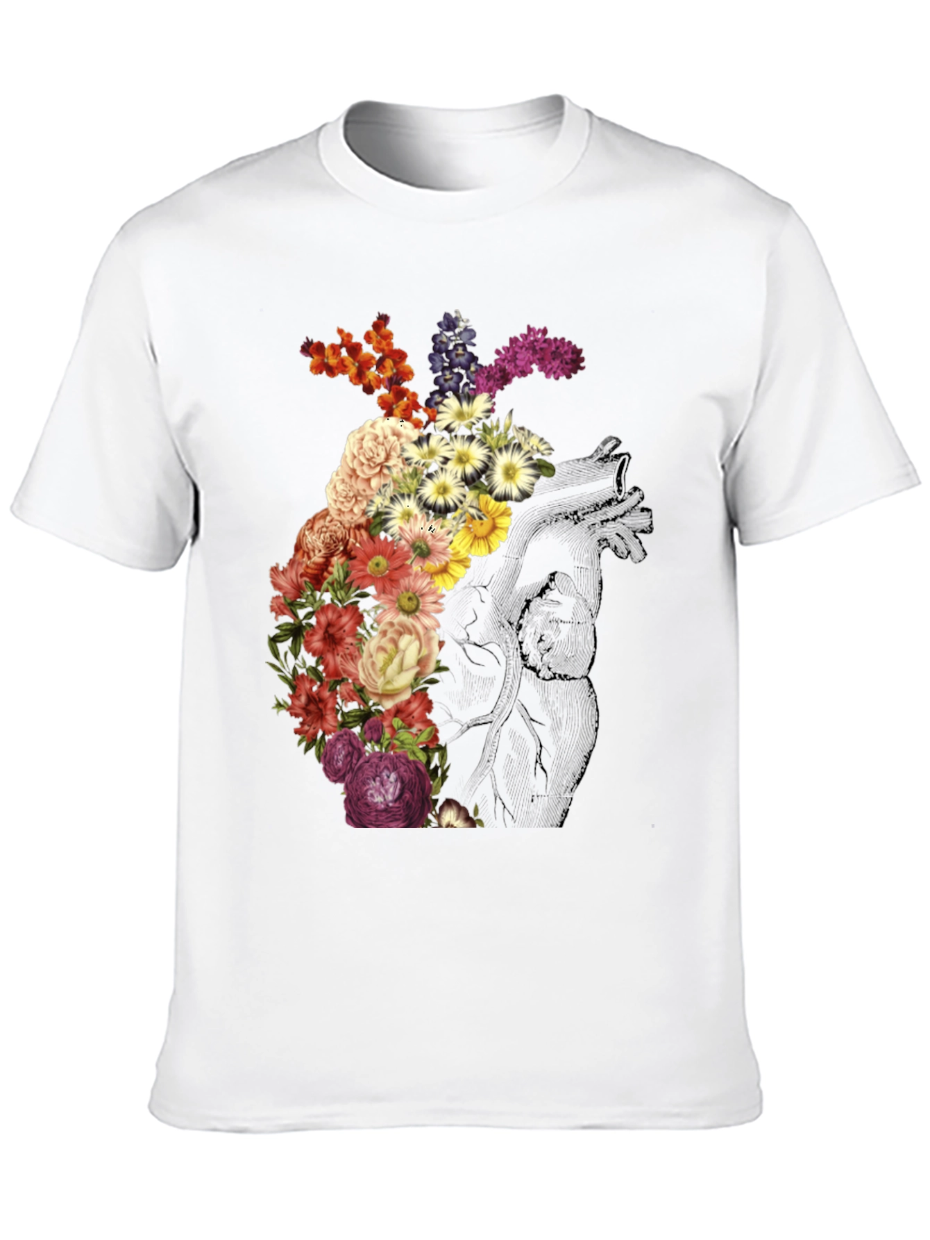 Floral Heart Graphic Tee - Stylish Unisex T-Shirt