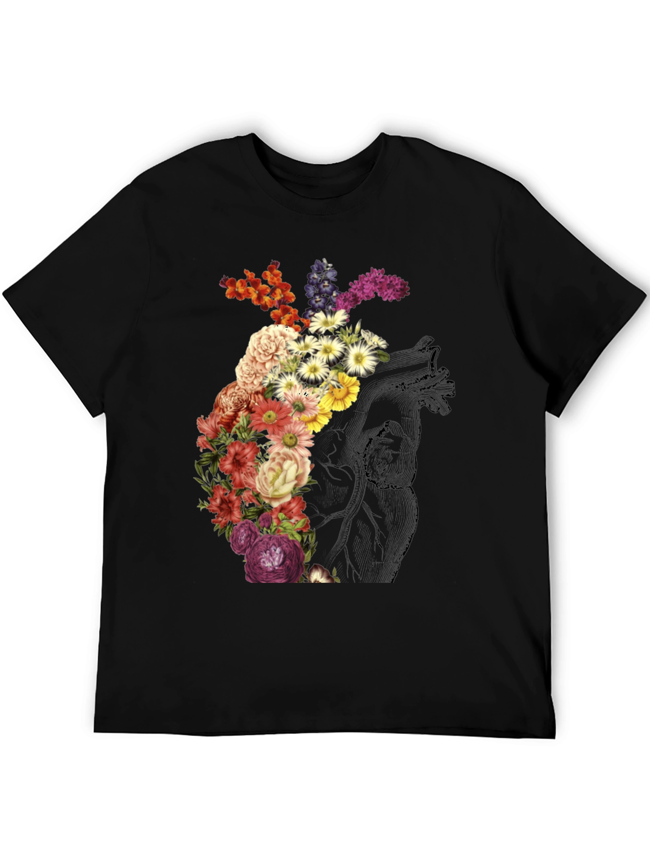 Floral Heart Graphic Tee - Stylish Unisex T-Shirt