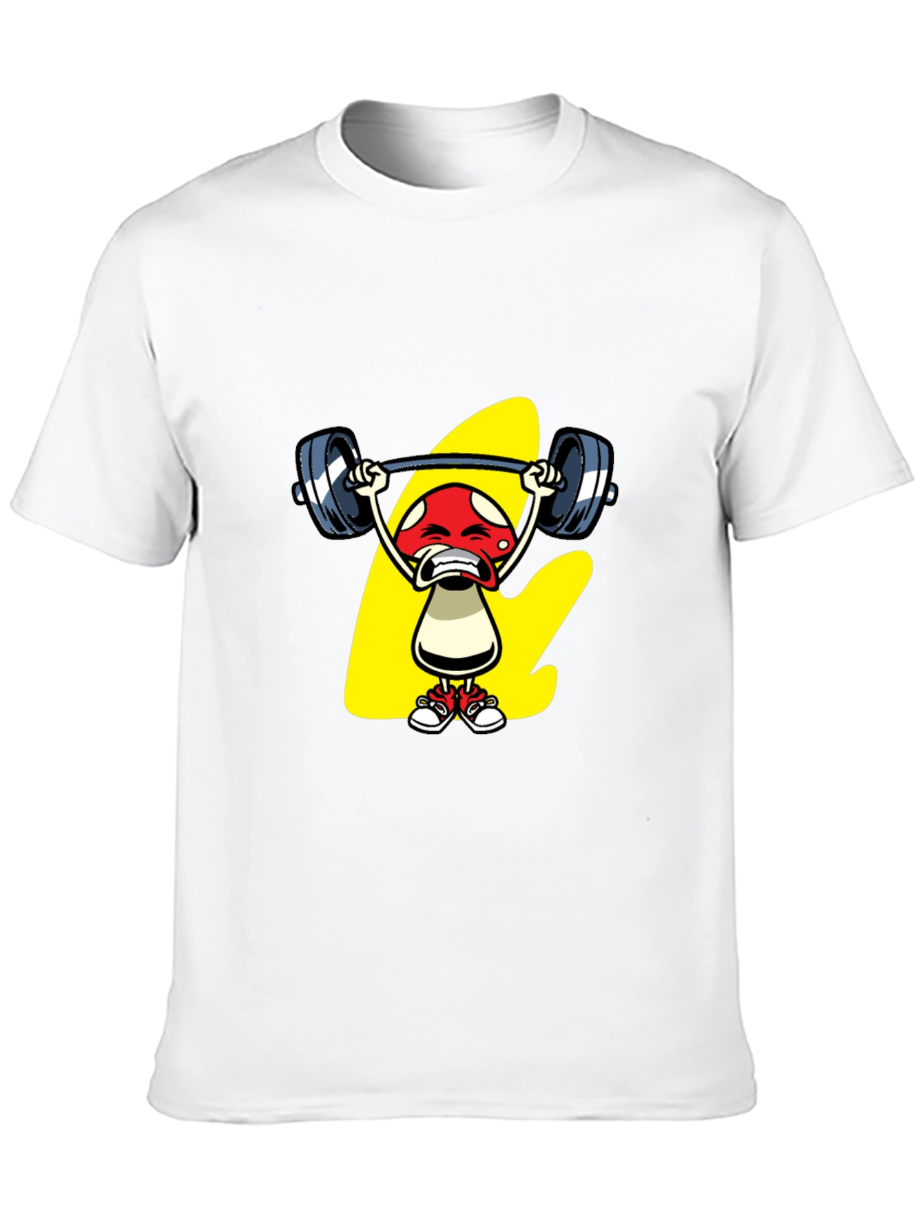 Funny Mushroom Weightlifting Graphic Tee