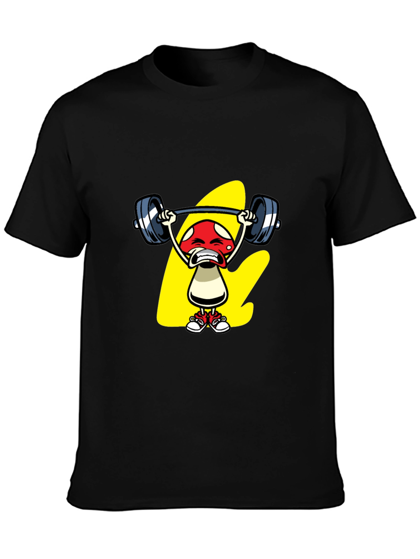 Funny Mushroom Weightlifting Graphic Tee