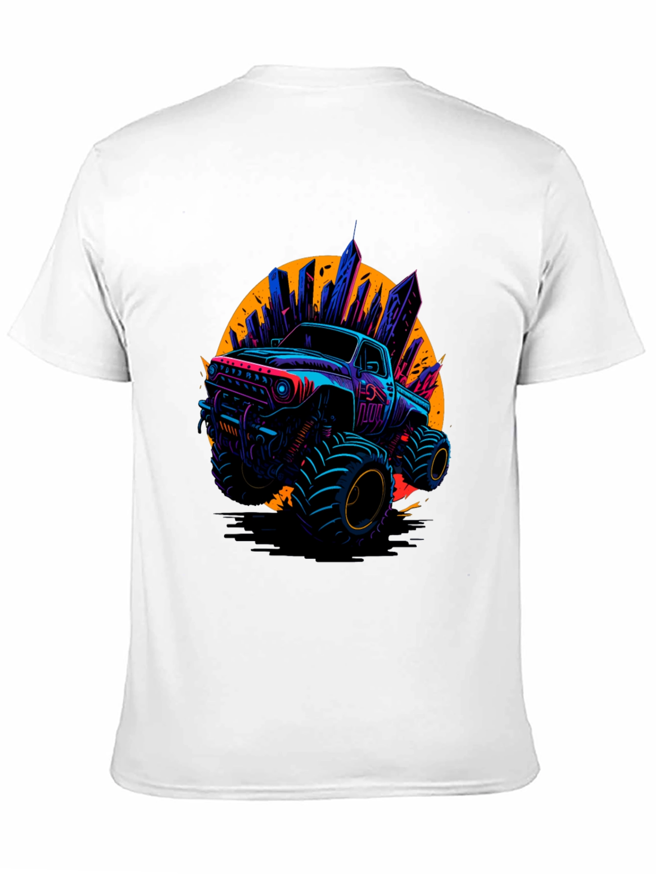 Monster Truck Graphic Tee - Cityscape Design