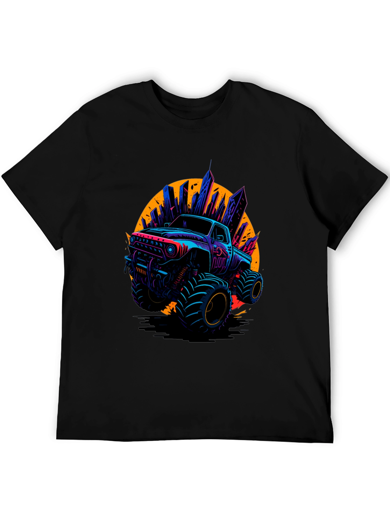 Monster Truck Graphic Tee - Cityscape Design