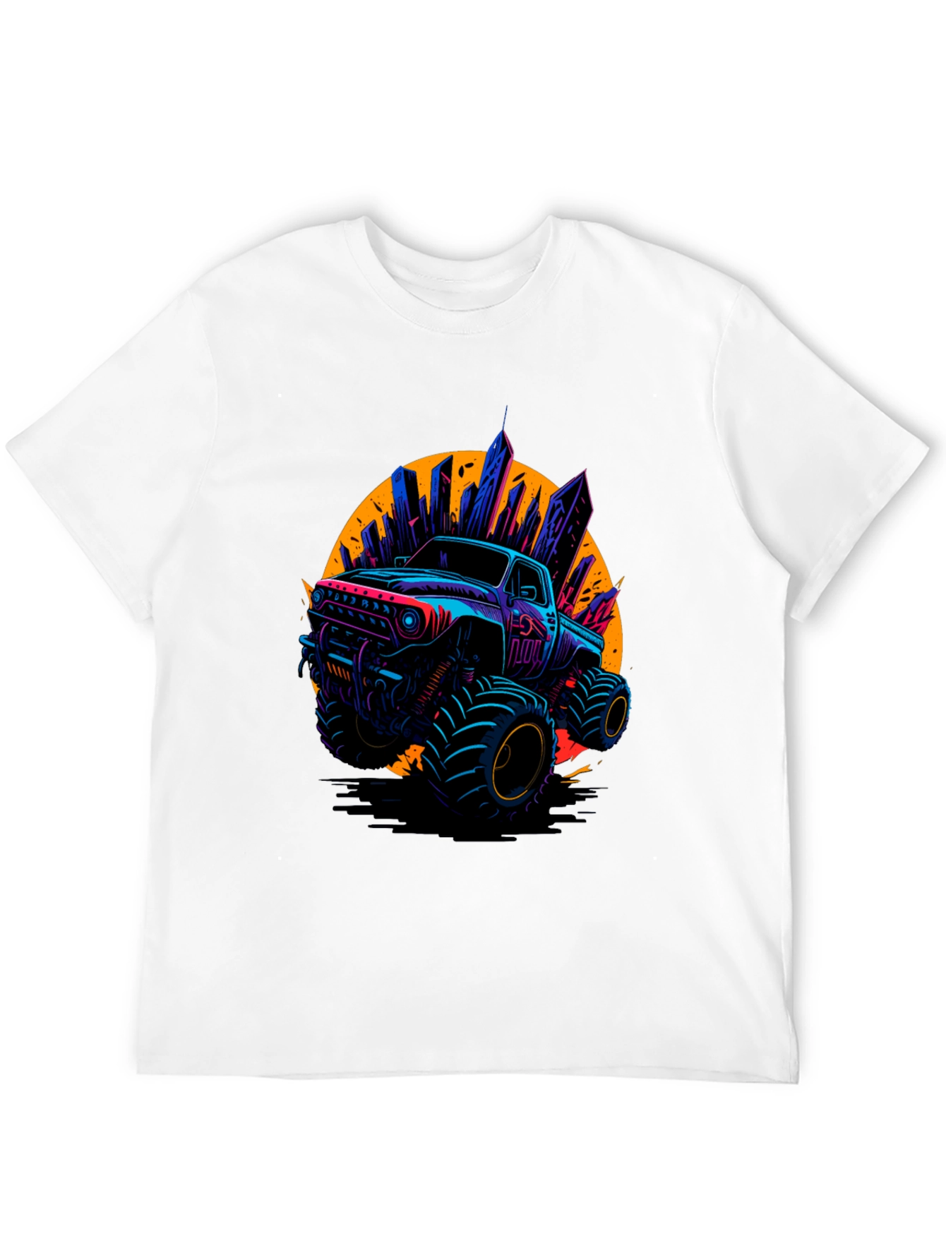 Monster Truck Graphic Tee - Cityscape Design