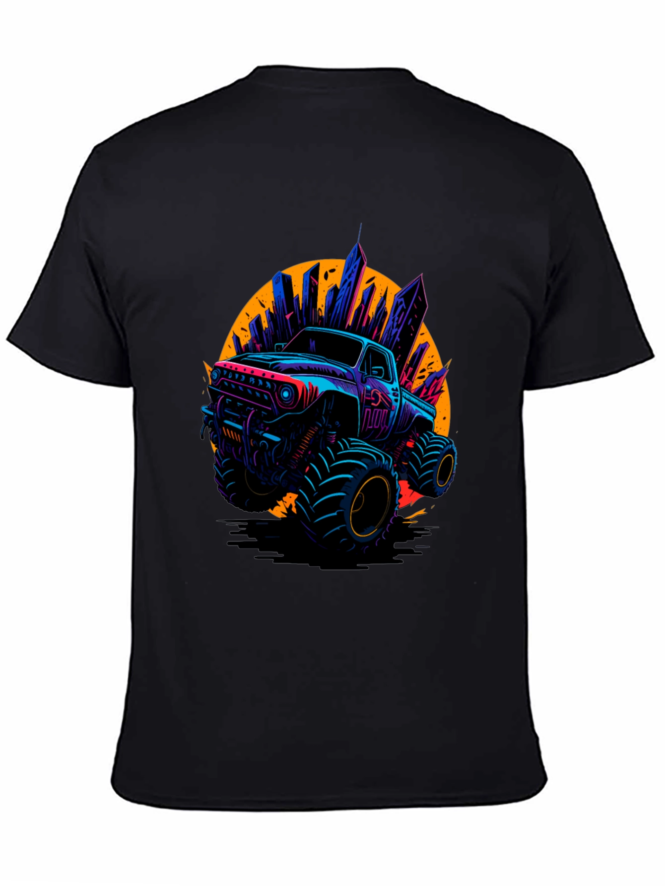 Monster Truck Graphic Tee - Cityscape Design