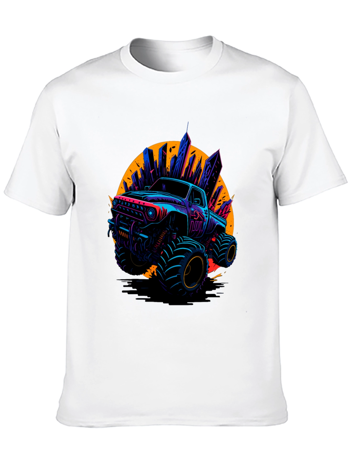 Monster Truck Graphic Tee - Cityscape Design
