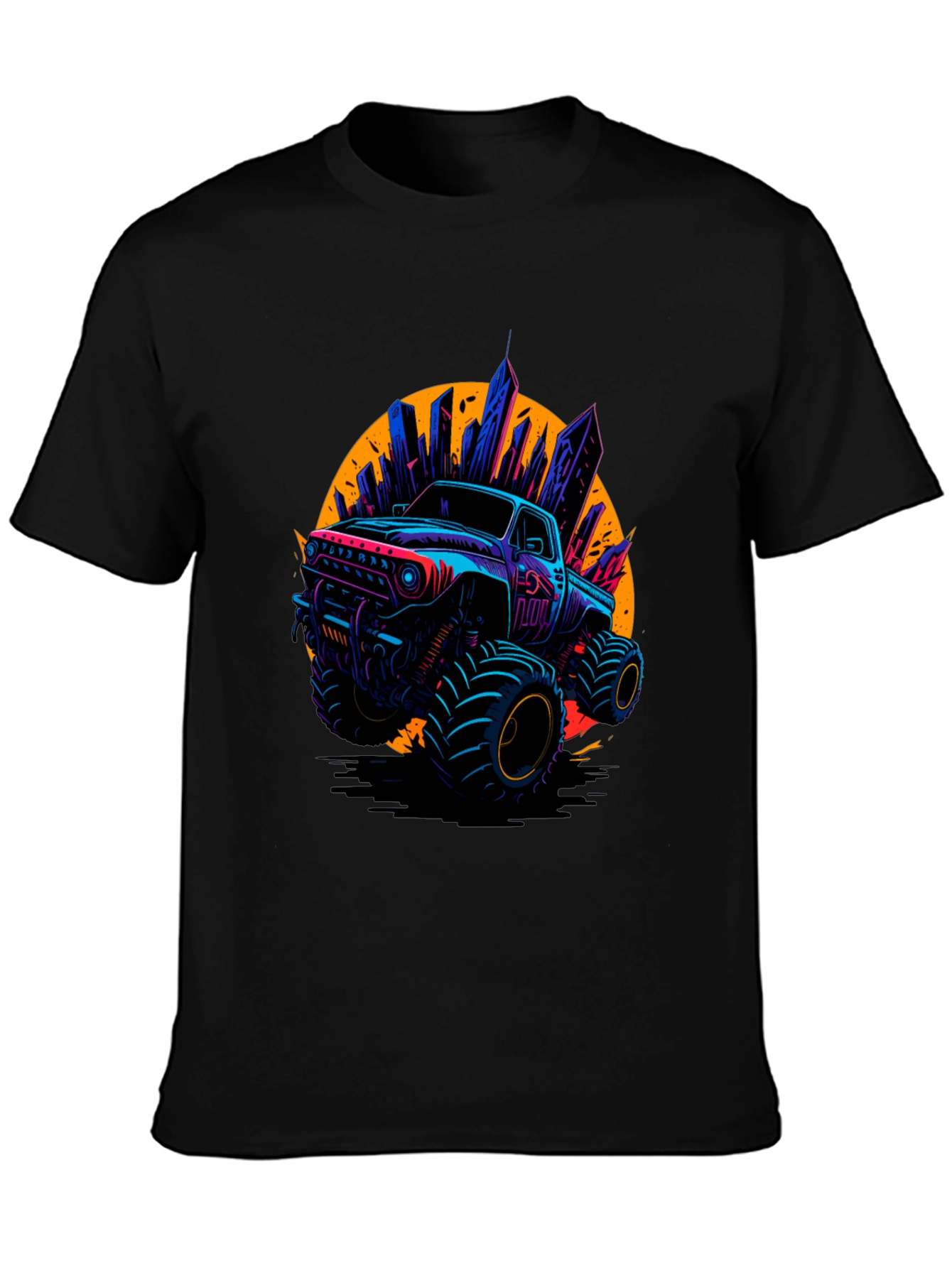 Monster Truck Graphic Tee - Cityscape Design