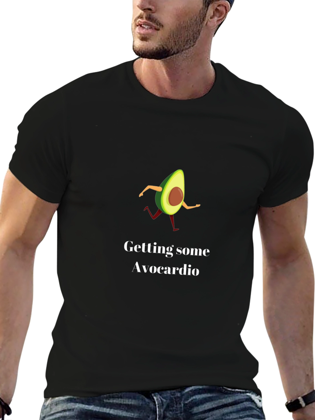 Avocardio Running T-Shirt - Black Graphic Tee