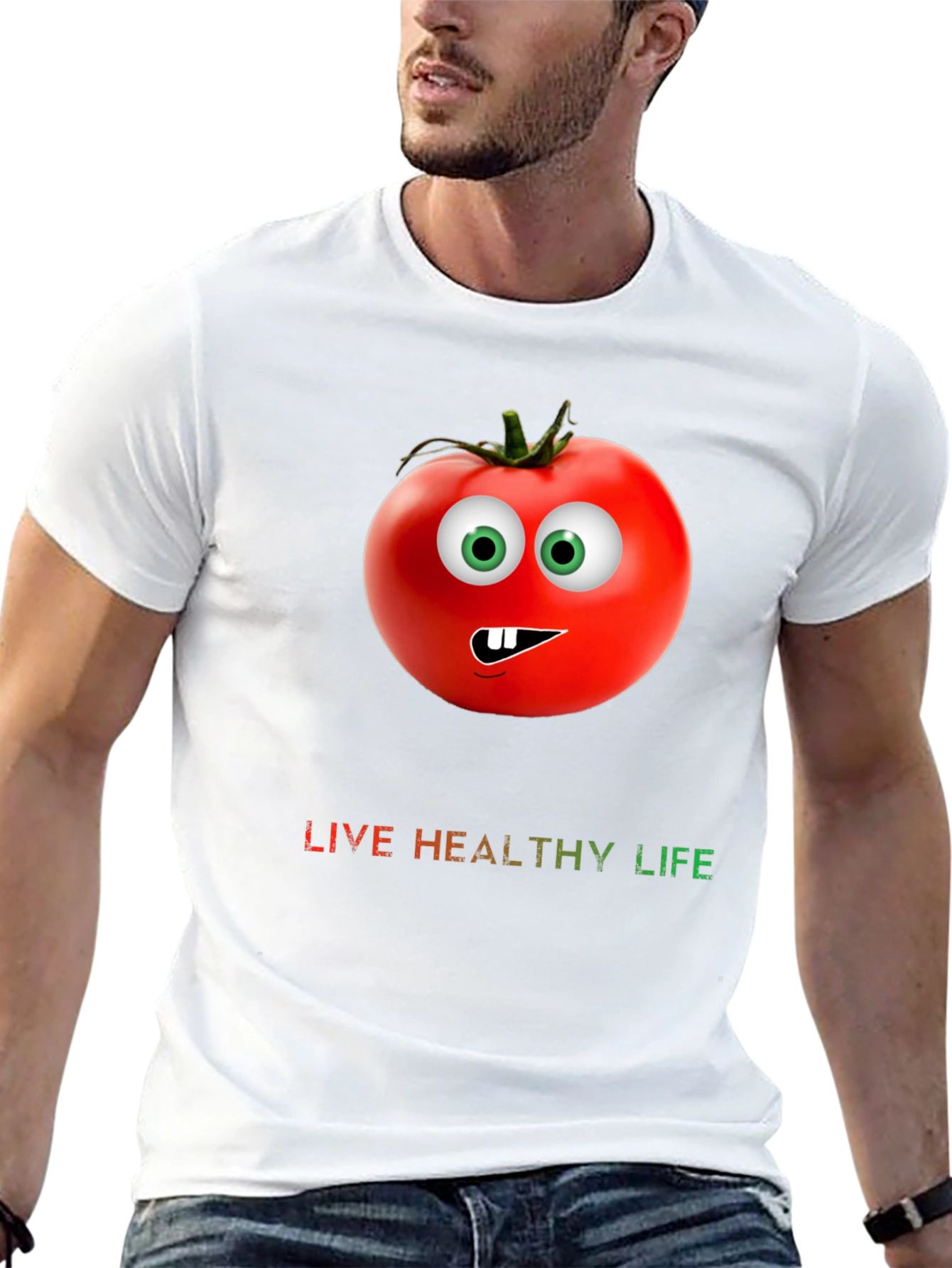 Funny Tomato Graphic Tee - Live Healthy Life Shirt