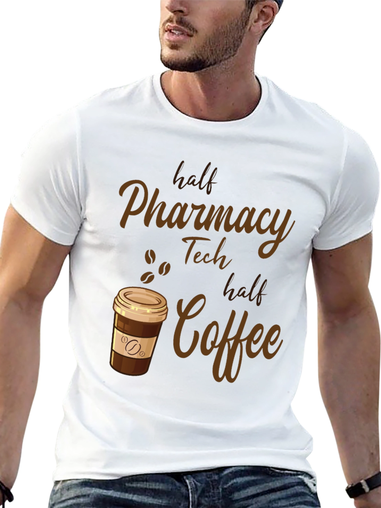 Pharmacy Tech Half Coffee T-Shirt