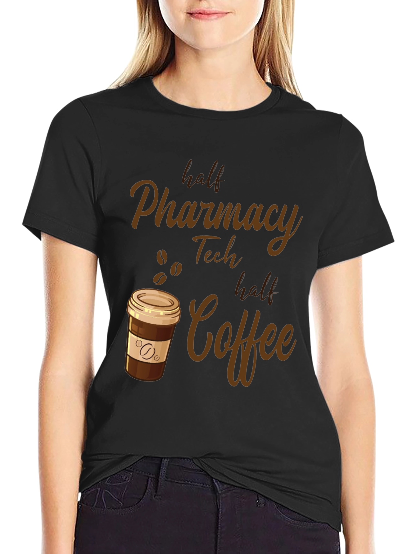 Pharmacy Tech Half Coffee T-Shirt