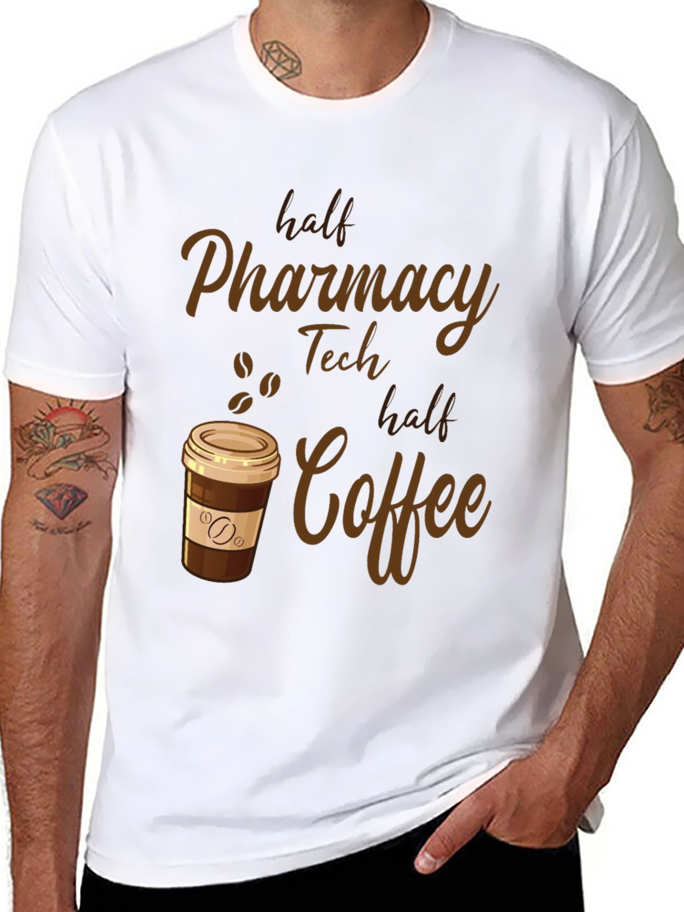 Pharmacy Tech Half Coffee T-Shirt