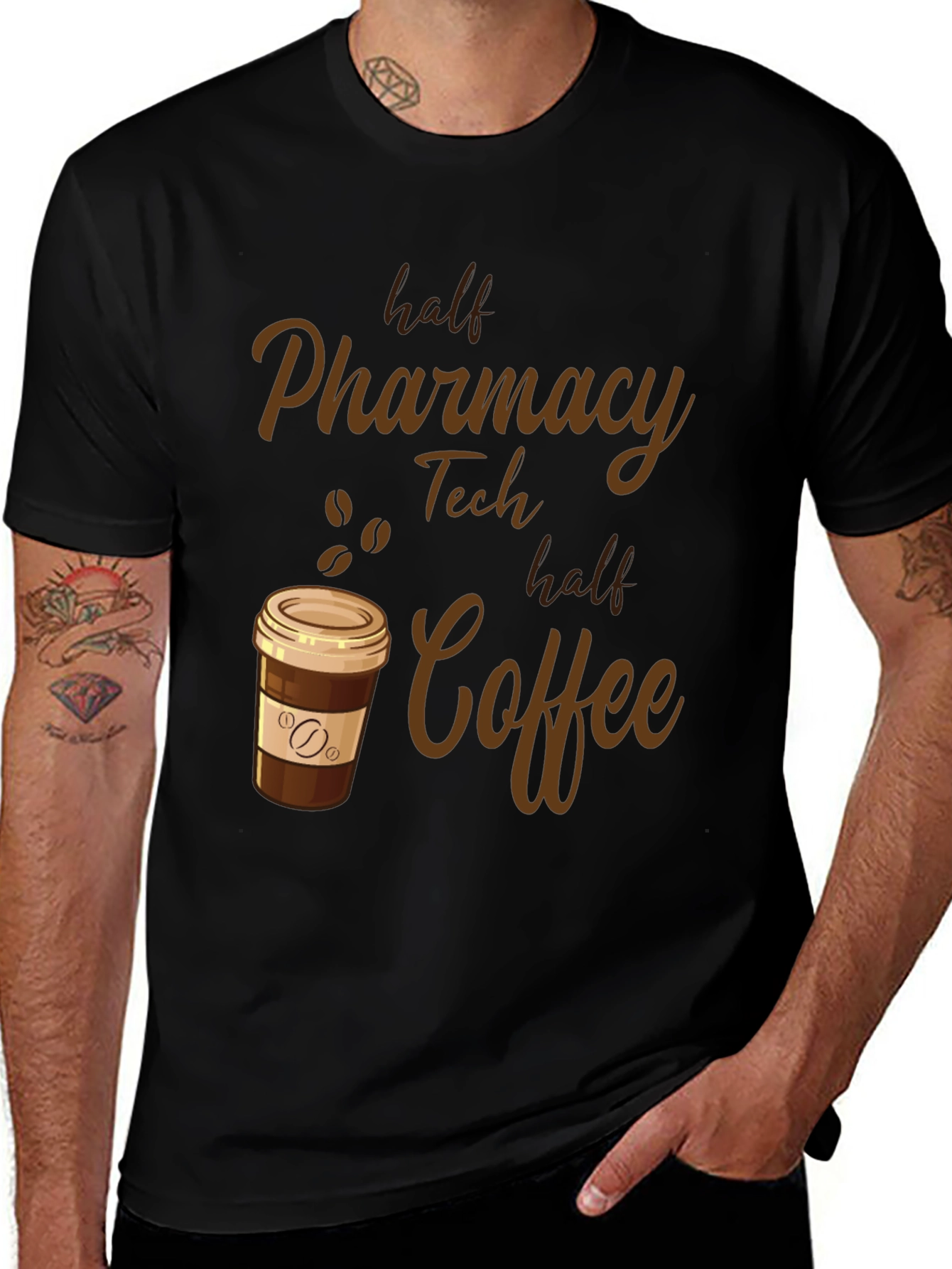 Pharmacy Tech Half Coffee T-Shirt