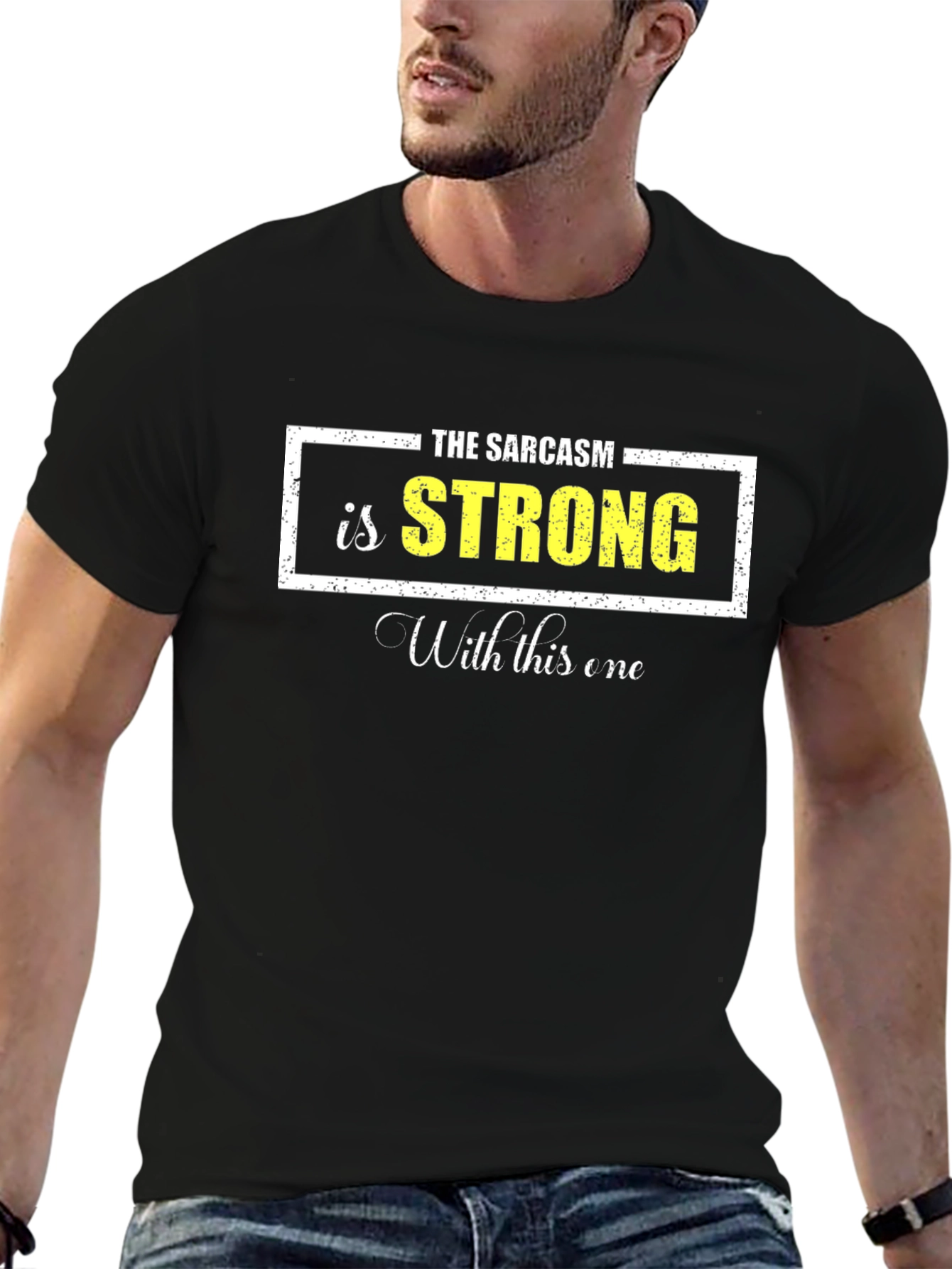 Sarcasm Strong Graphic Tee - Black Cotton Blend