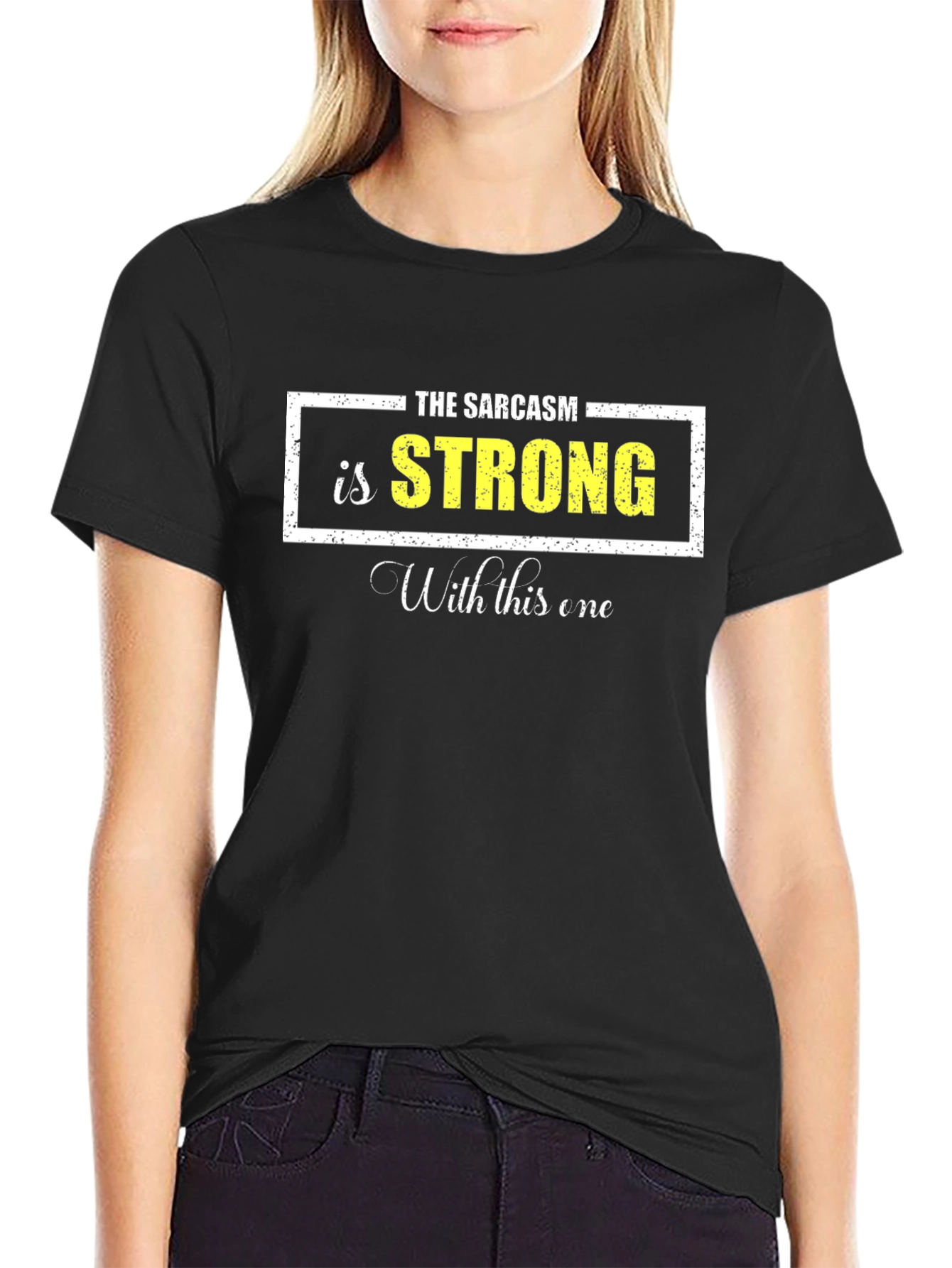 Sarcasm Strong Graphic Tee - Black Cotton Blend