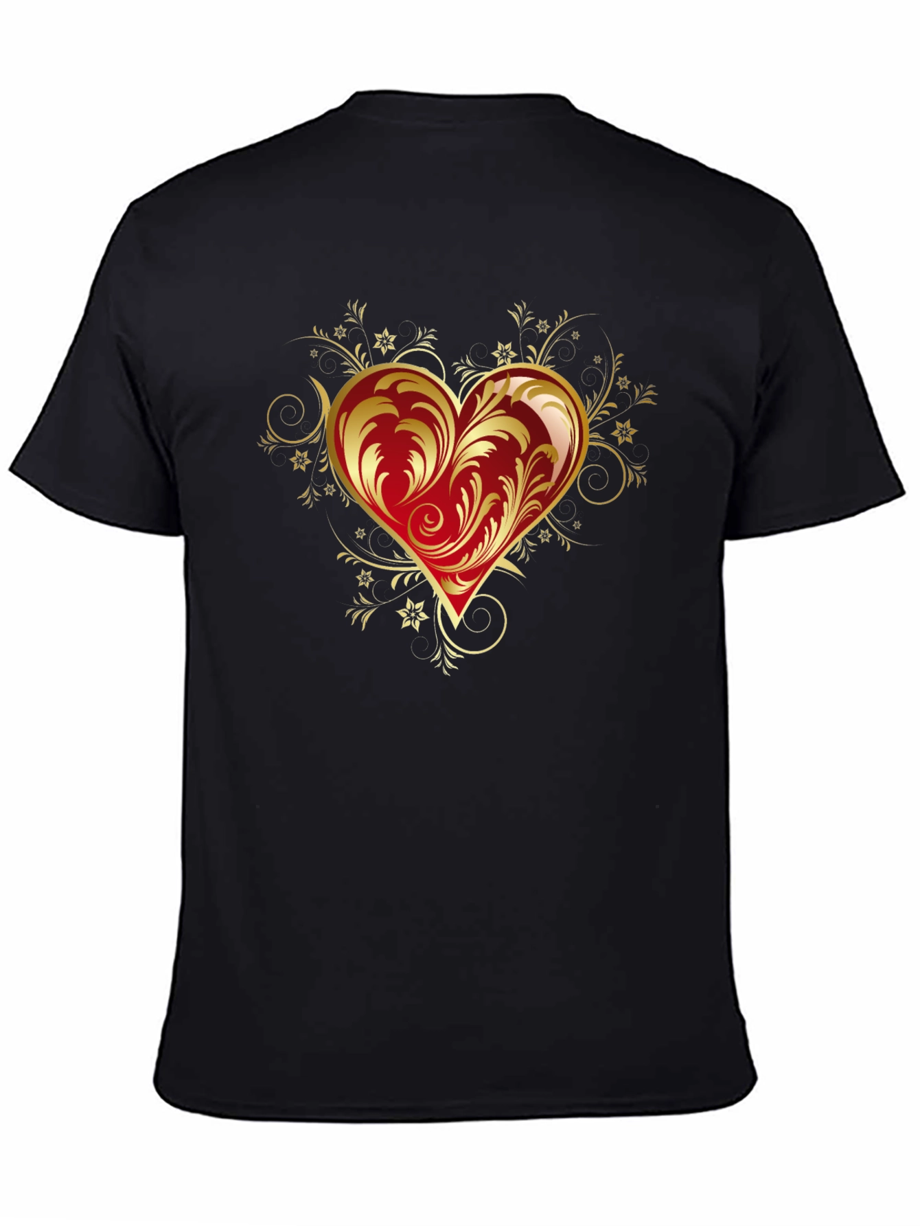 Elegant Heart Graphic Black T-Shirt
