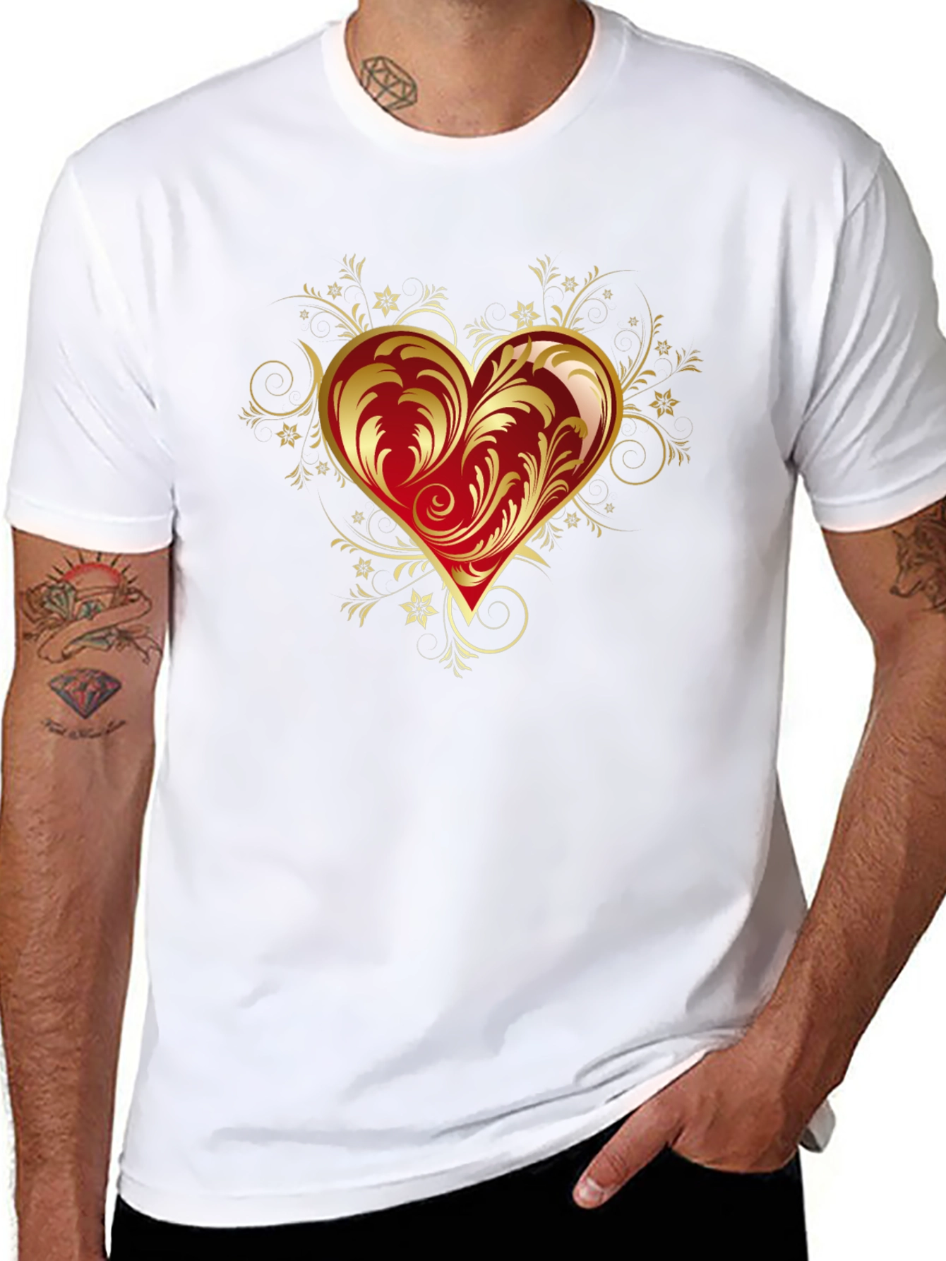 Elegant Heart Graphic Black T-Shirt