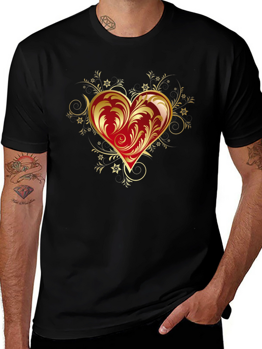 Elegant Heart Graphic Black T-Shirt