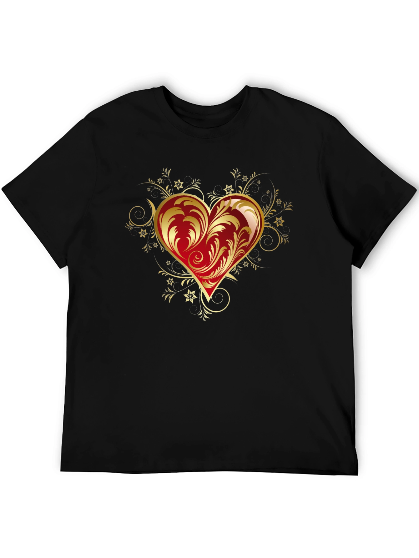 Elegant Heart Graphic Black T-Shirt