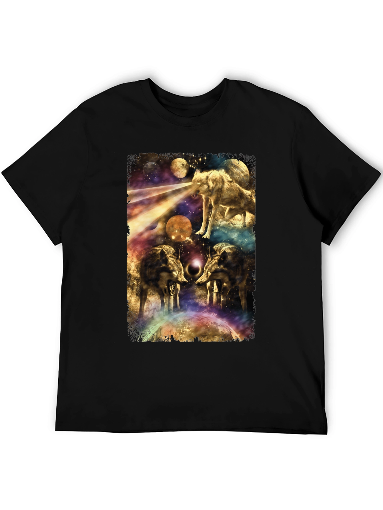 Wolf Galaxy Graphic T-Shirt - Mens Black Tee