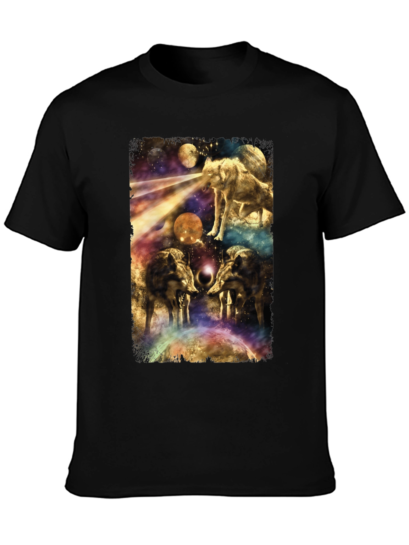 Wolf Galaxy Graphic T-Shirt - Mens Black Tee