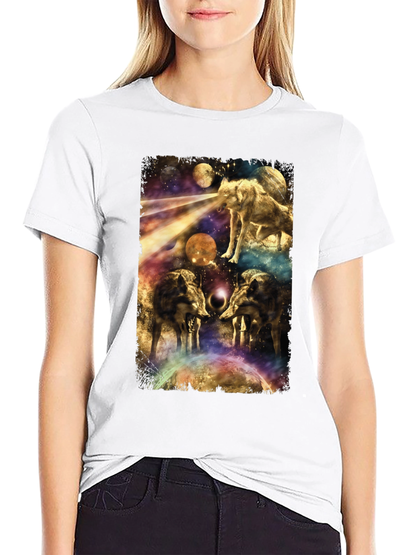 Wolf Galaxy Graphic T-Shirt - Mens Black Tee