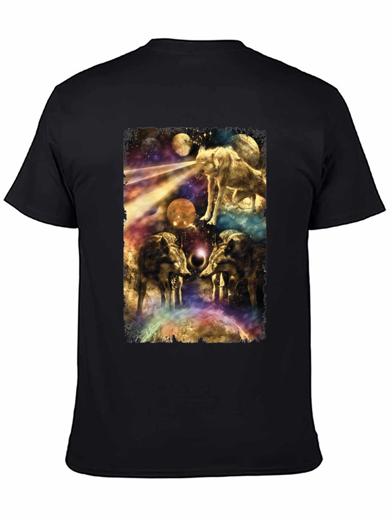 Wolf Galaxy Graphic T-Shirt - Mens Black Tee