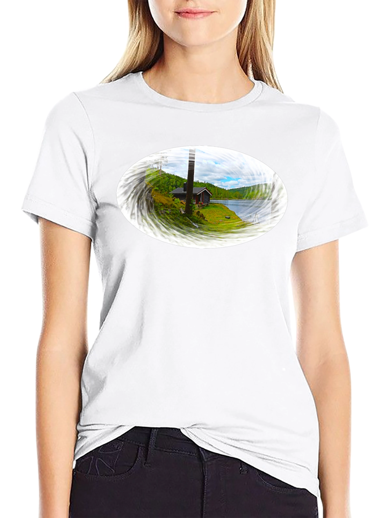 Scenic Cabin Graphic Tee - Black