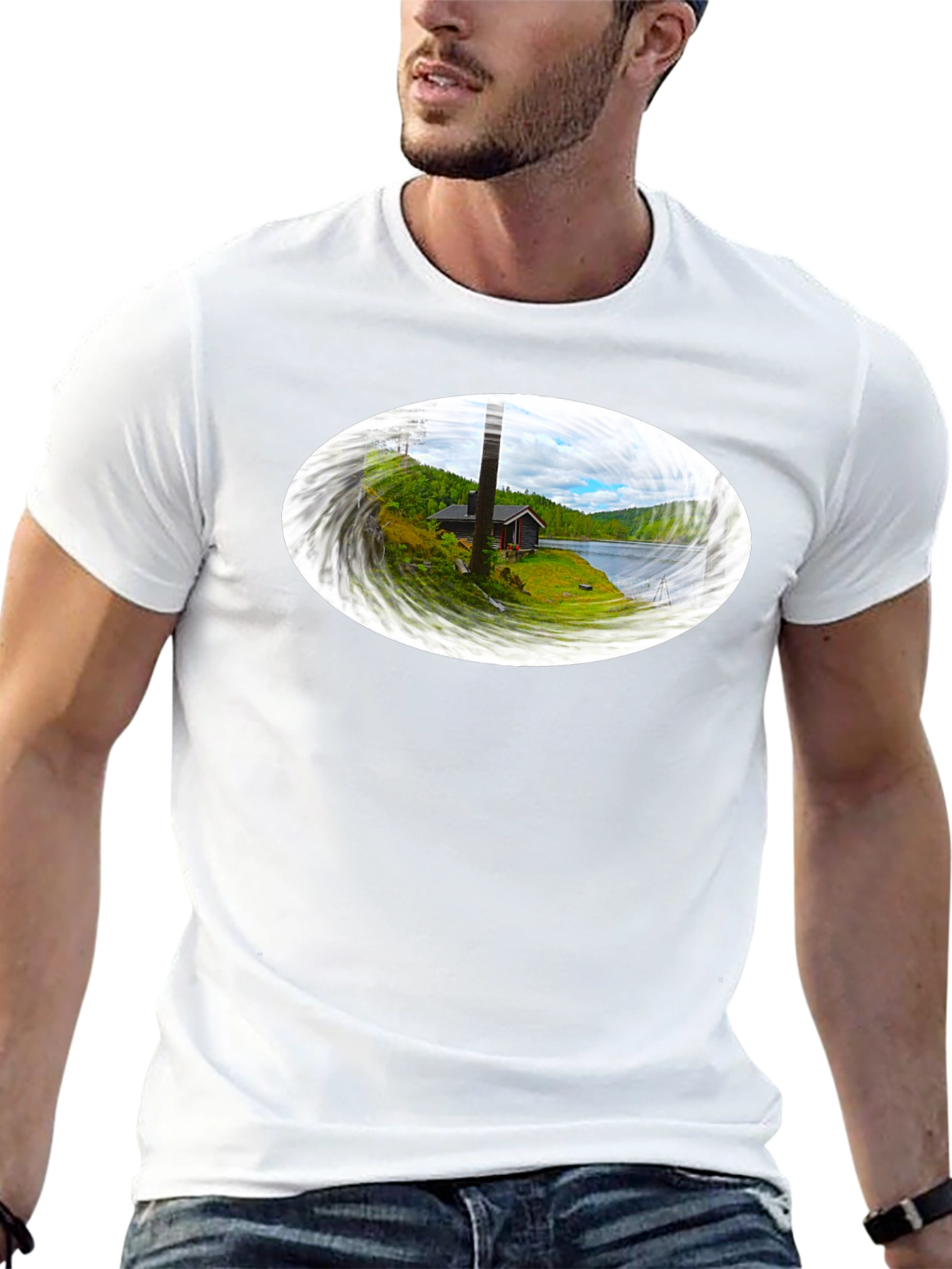 Scenic Cabin Graphic Tee - Black