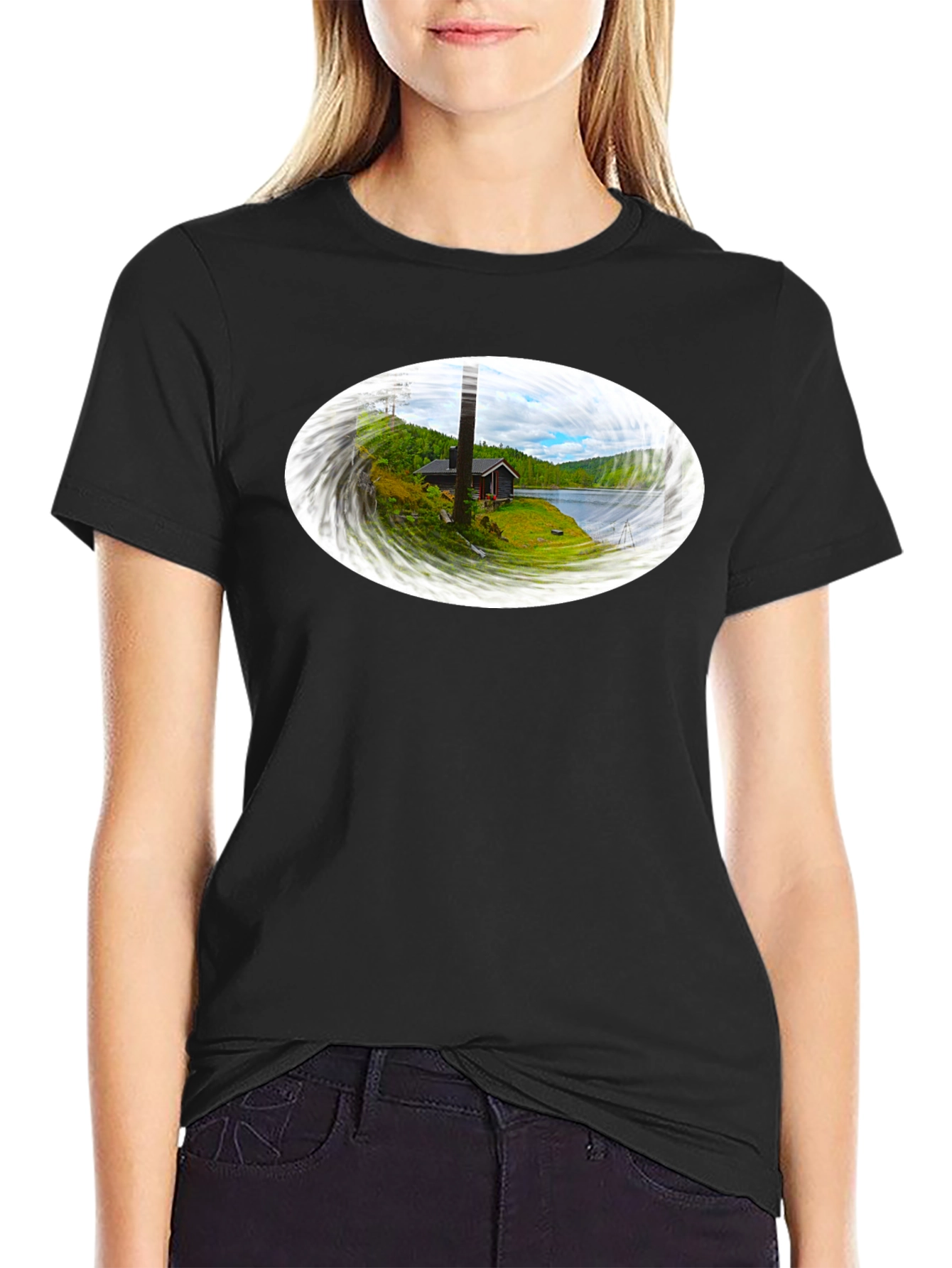 Scenic Cabin Graphic Tee - Black