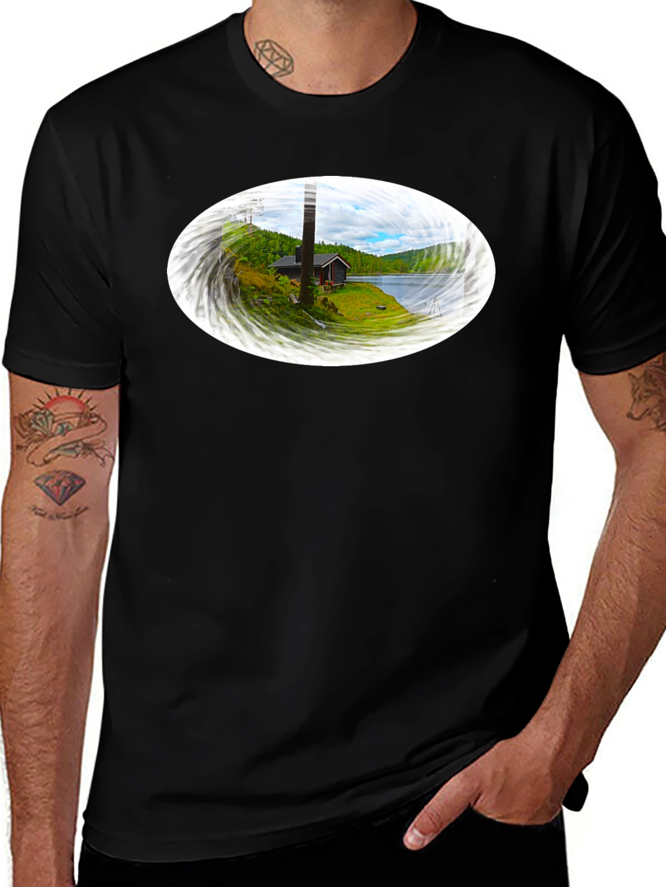 Scenic Cabin Graphic Tee - Black