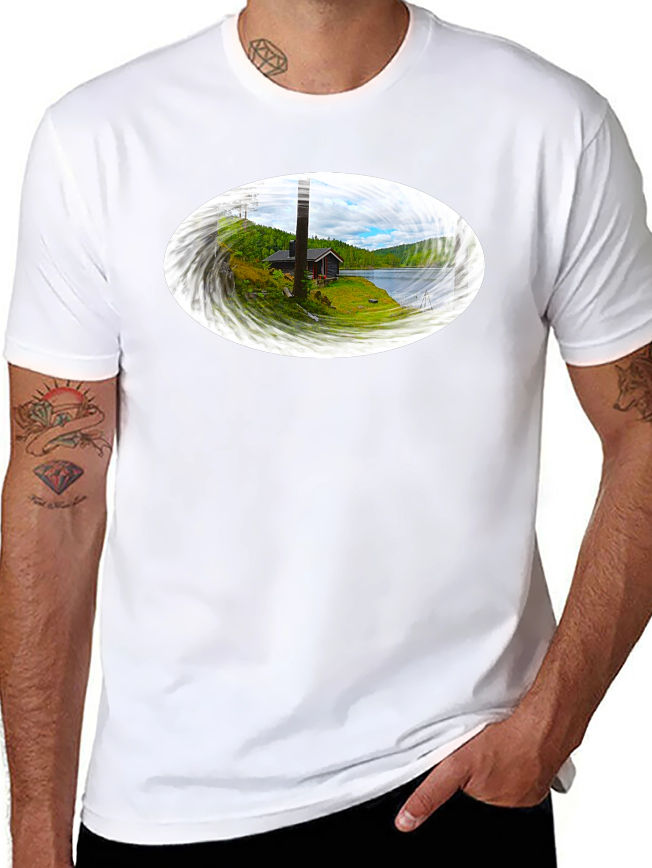 Scenic Cabin Graphic Tee - Black