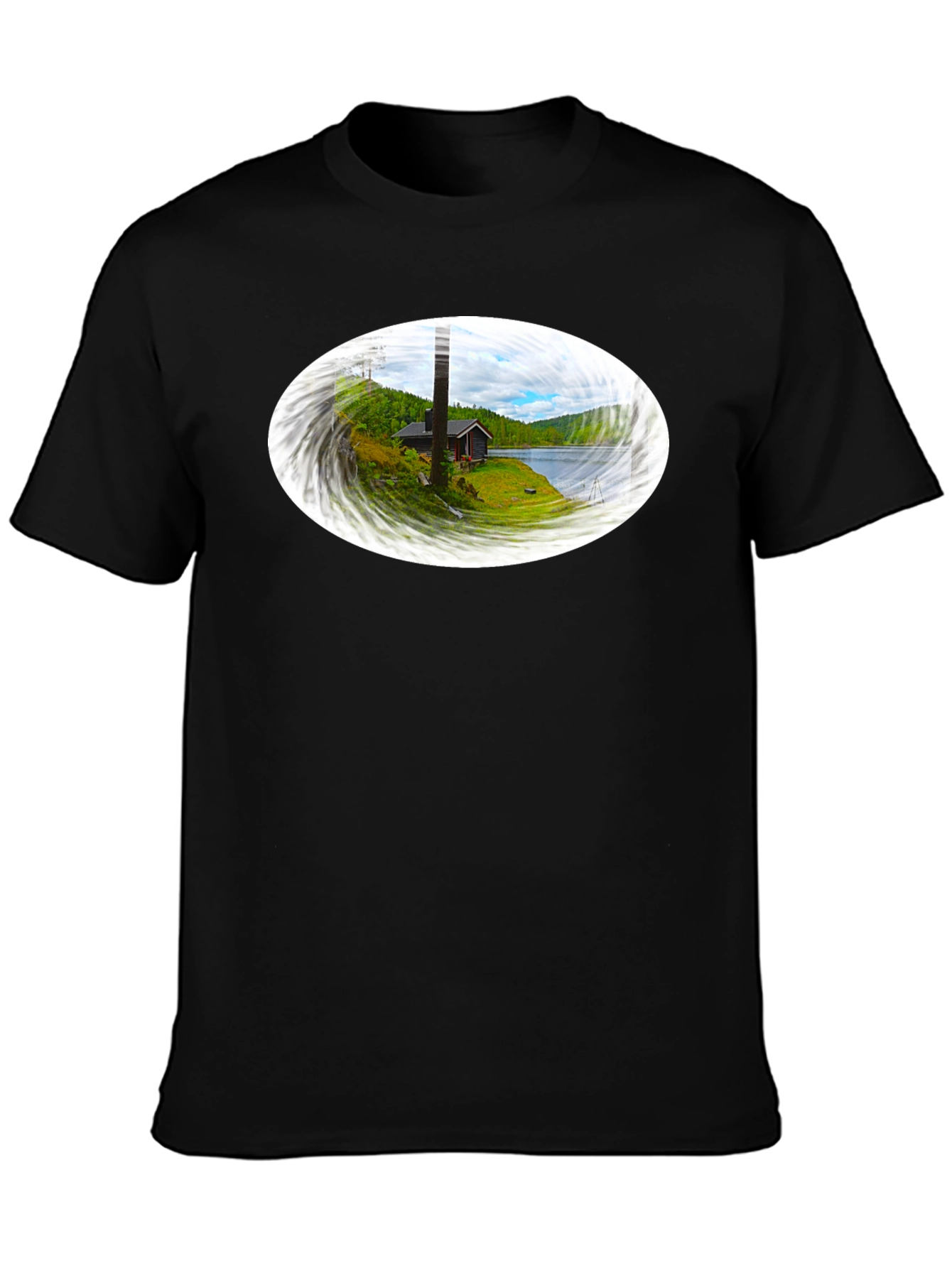 Scenic Cabin Graphic Tee - Black