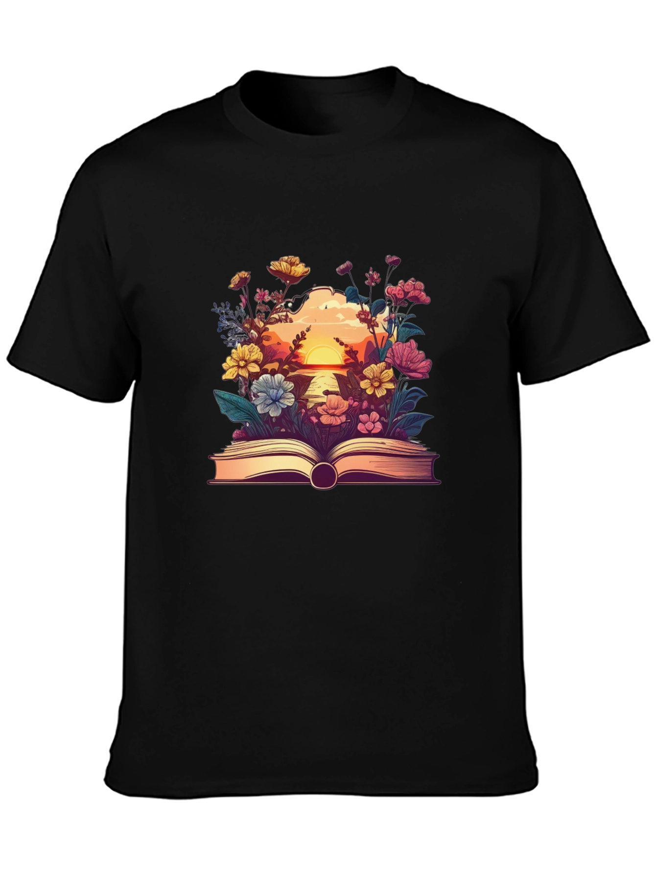 Floral Book Graphic Tee - Nature Lovers T-Shirt